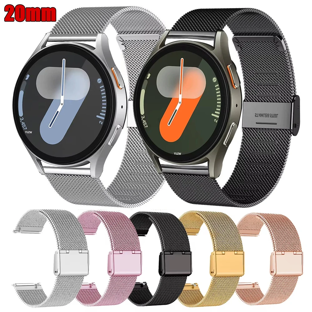 삼성 갤럭시 시계 용 밀라노 스테인레스 스틸 스트랩 7 6 5 4 40 44mm 4 6 클래식 42/43/46/47mm 5 Pro 45mm 금속 밴드 팔찌