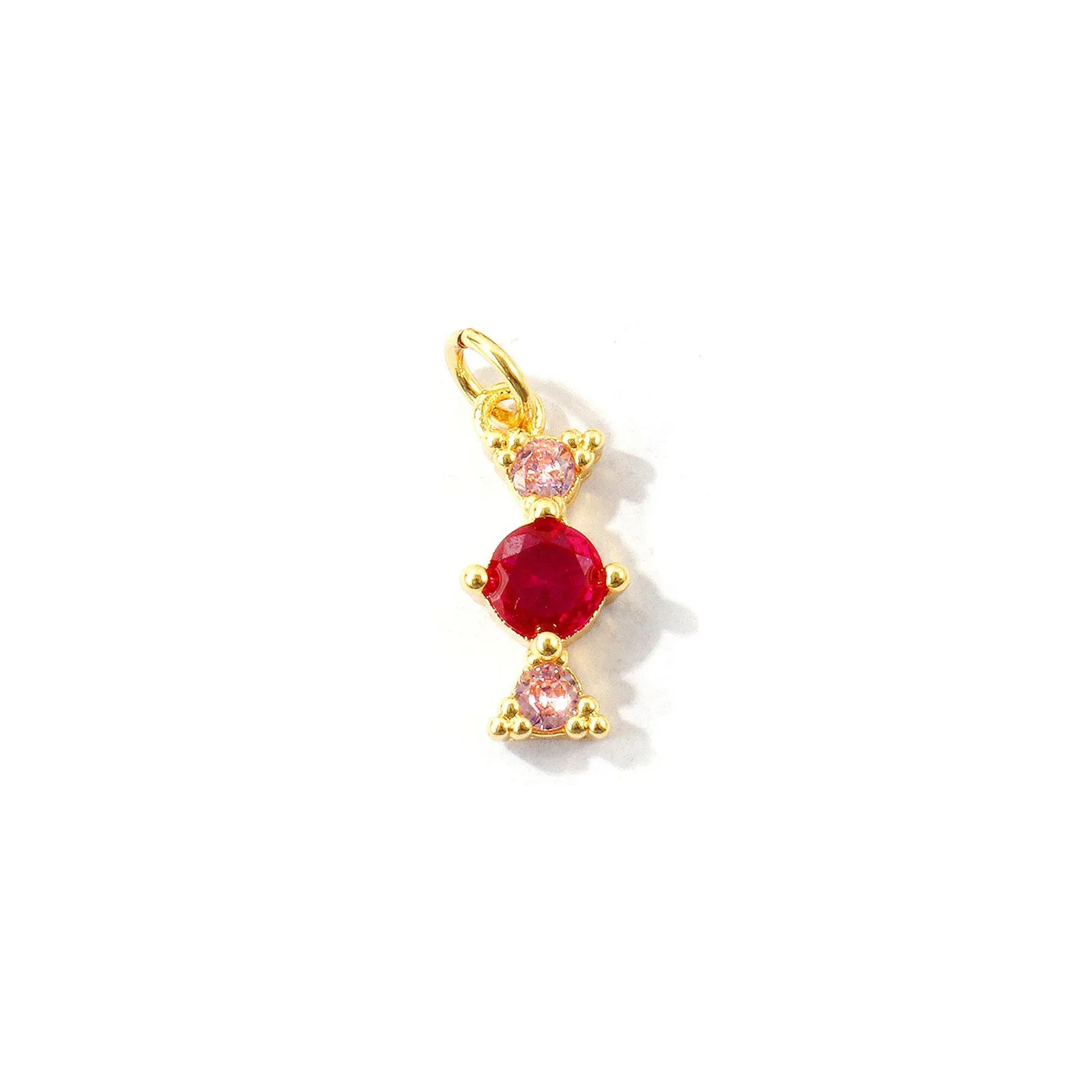 1 Stück Blumen-Bonbon-Zirkonia-Anhänger, 18K vergoldeter Messinganhänger für DIY-Halsketten-Schmuckherstellung, Großhandel – Detail 3