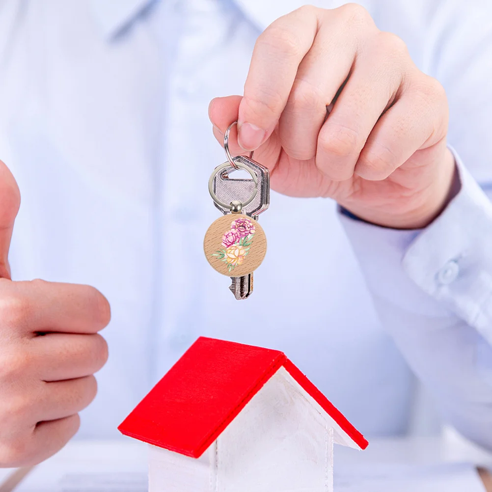 

12Pcs Blank Wood Keychains DIY Wooden Craft Discs for Custom Tags Key Rings Ornament Making Crafting Hobby Supplies