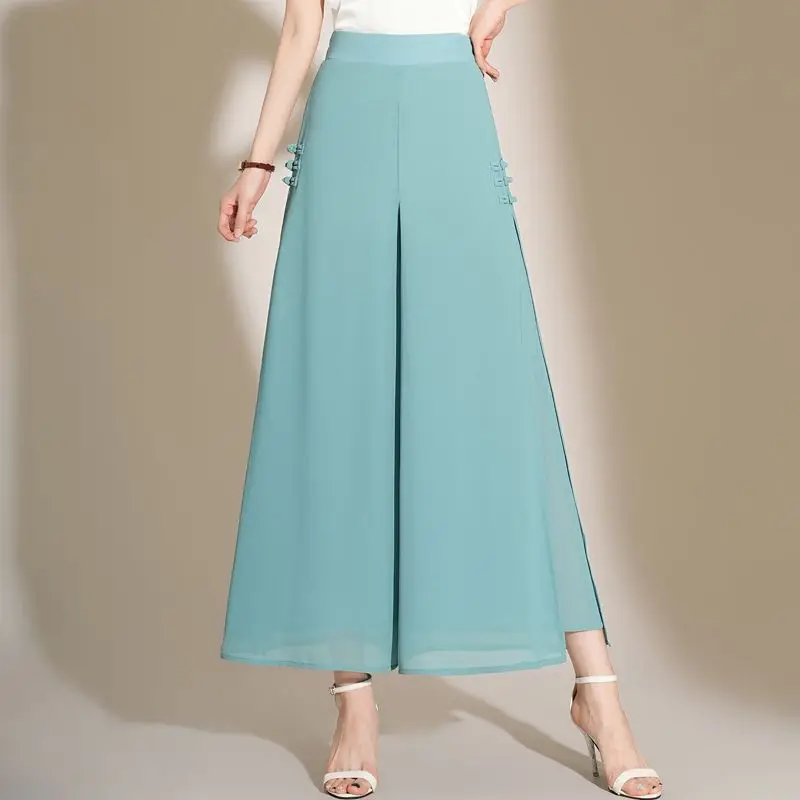 

2024 Elegant Fashion Harajuku Slim Fit Female Clothes Loose Casual All Match Straight Leg Pants Solid High Waist Wide Leg Pants