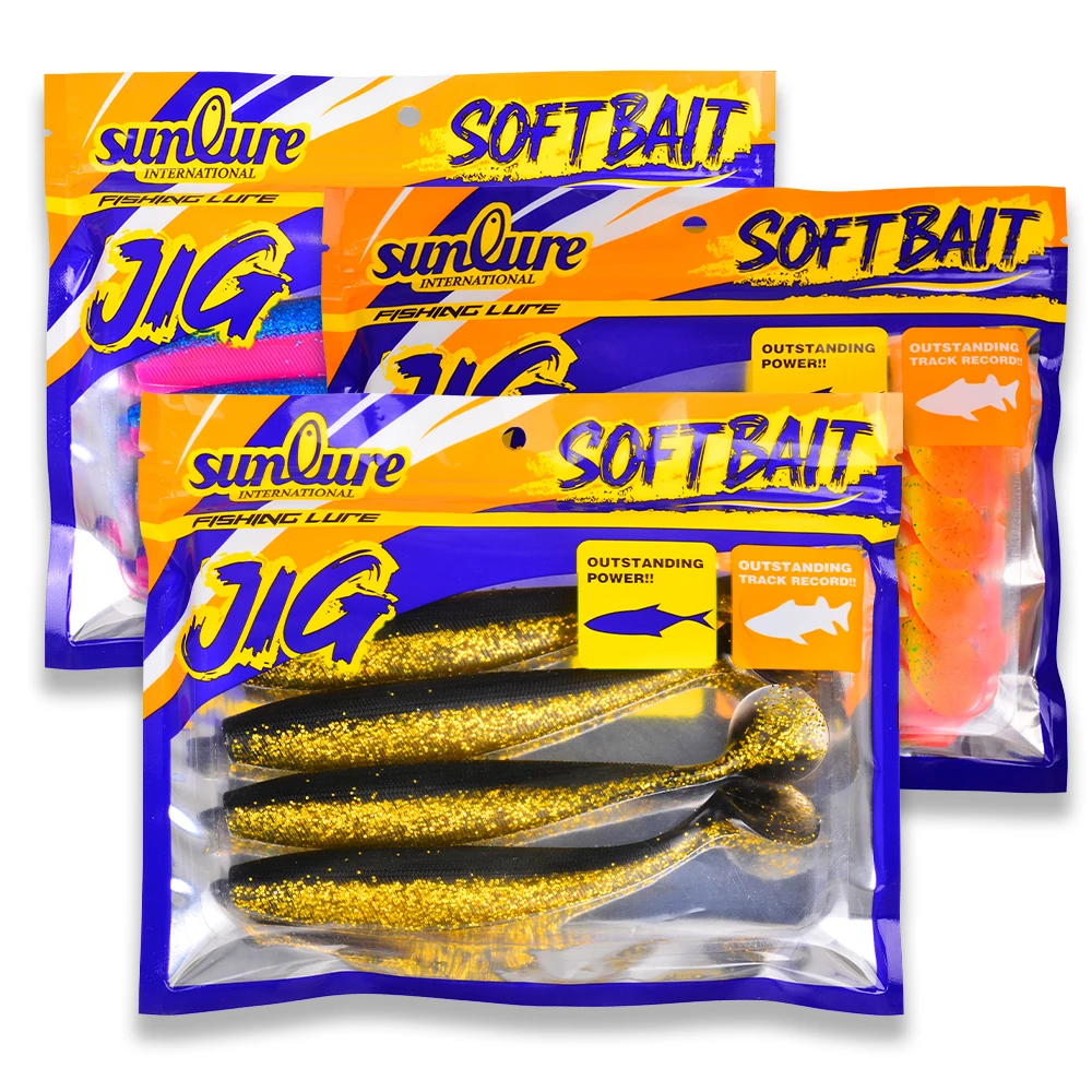 Sunlure 4 Stück/Beutel T-Tail Paddle Weichköder Künstlicher Silikon-Glitzer-Swimbait 14,5/17,5 cm Weichköder für Bass-Salzwasserfischen Pesca – Detail 8