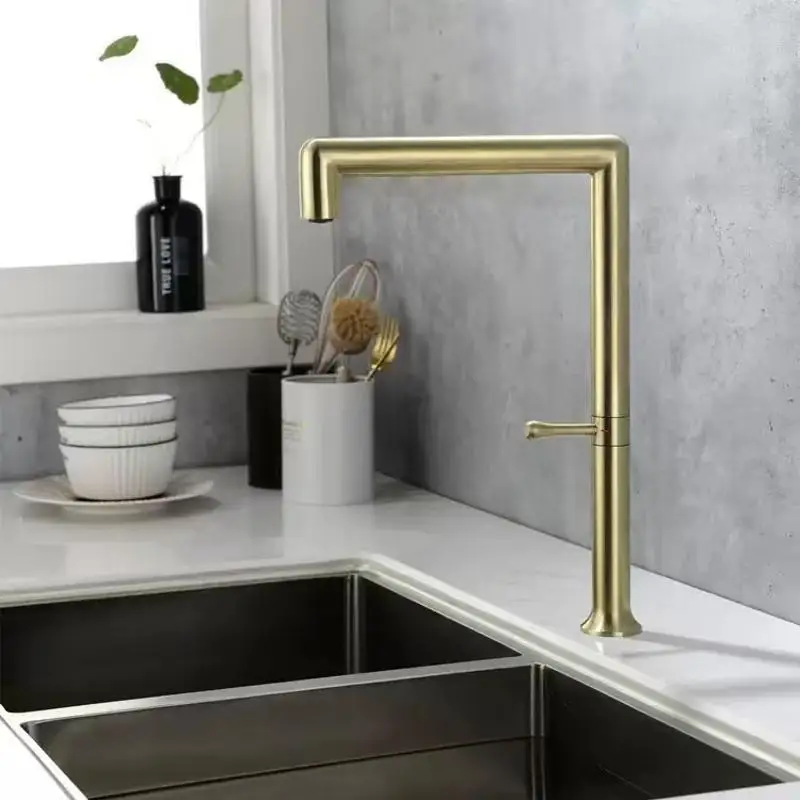 

Матовое золото 304, смеситель для кухонной мойки из нержавеющей стали, вращающаяся на 180 градусов раковина, смеситель для горячей и холодной воды, кухонные смесители для мытья со шлангом