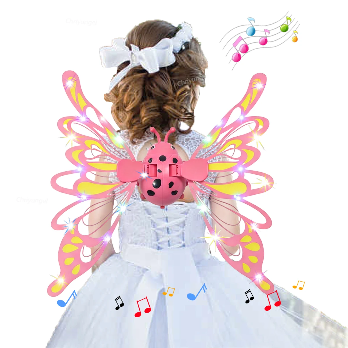 Alas De Hada Mariposa Brillantes De 41x34 Cm | Blancas Con Purpurina | Accesorio Para Niñas 3-8 Años | Disfraz De ángel Y Princesa