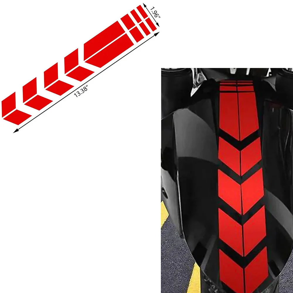 Motorcycle Arrow Stripe Stickers Safety Warning Fender Paste Universal Waterproof Oilproof Reflective Motorbike Front Tape Decal