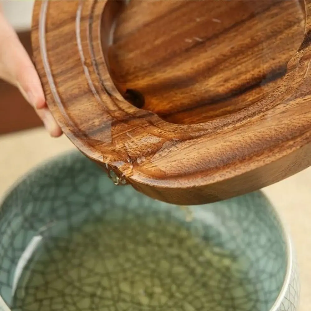 Walnut Wood Bearing Wood Tea Tray Portable Water Storage Teapot Drain Plate Drainage Hollow Out Dry Brewing Tea Table Household