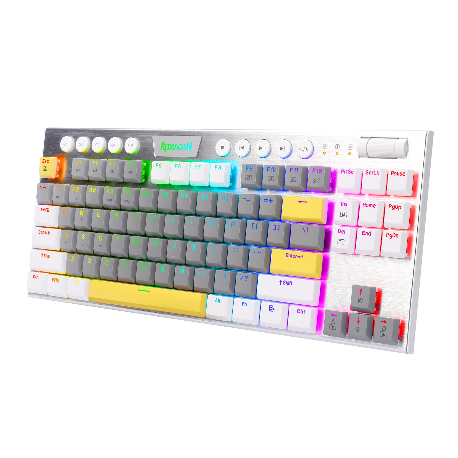 Imagem -02 - Redragon K621 Bluetooth 2.4g sem Fio Usb Teclado de Jogo Mecânico Interruptor Vermelho Rgb Backlit Metal 87 Chave Anti-fantasmas para pc