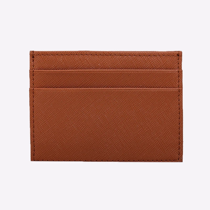 High Quality Saffiano Cow Leather Split Leather Credit Card Holder Customed Initial Letters ID Card Case Credit Card