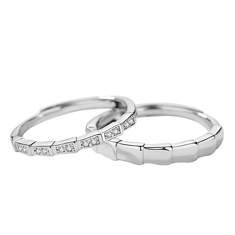 Ring aus 925er-Sterlingsilber, Bambus-Zirkone, Öffnungsring, Paare, modisch, schlicht, Geburtstag, Party, Hochzeitstag, Schmuck, Geschenk