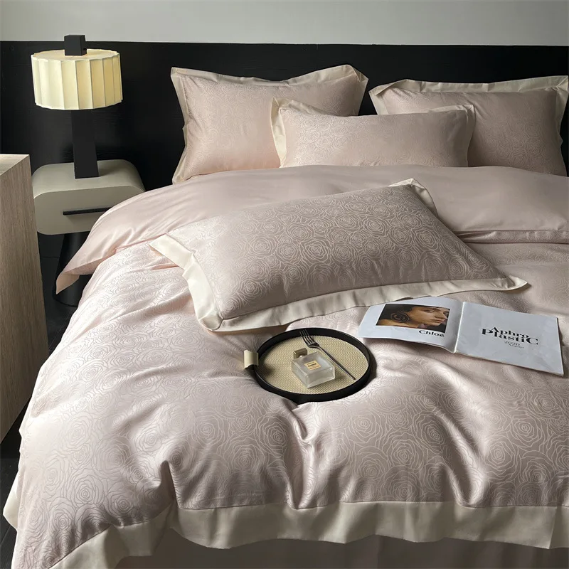 

American Satin Jacquard Long Staple Cotton Luxury Bedding Set Duvet Cover Bed Linen Sheets Comforter Gold Grey Hotel Luxe Design