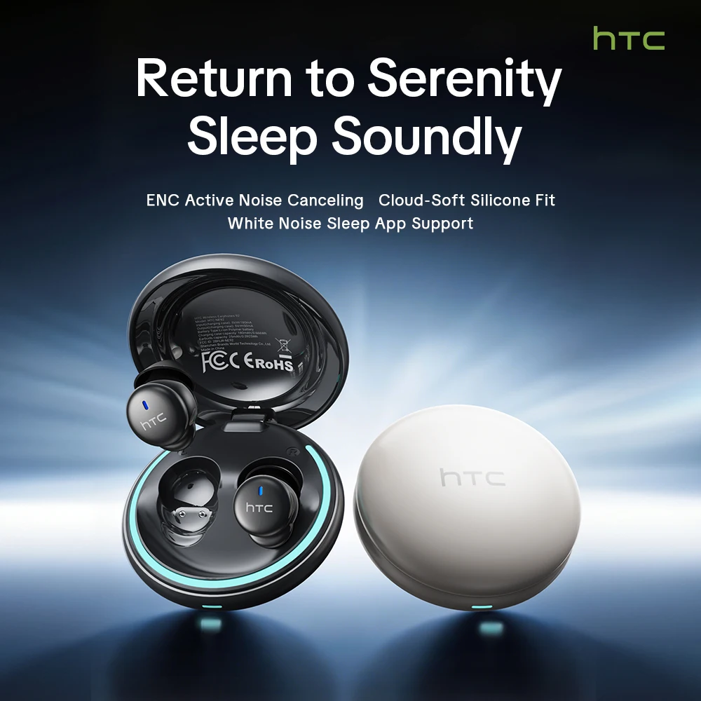 HTC NE92 Sleeping Mini Bluetooth Earphones TWS Wireless Headphones With Mic Noise Reduction Soft In-Ear Earbuds