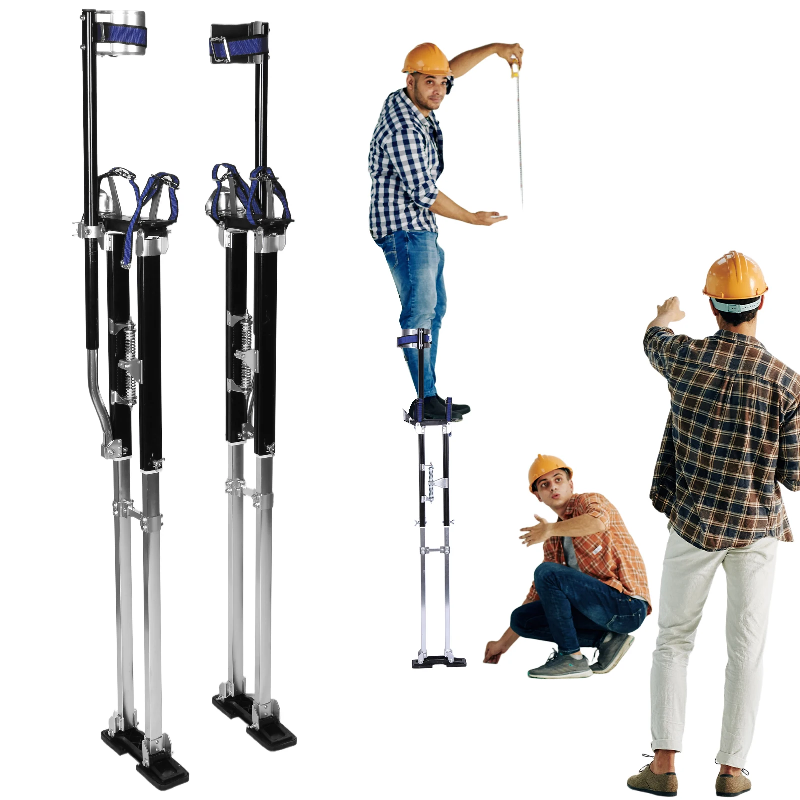 

2-Pack 122-153CM Adjustable Aluminum Tool Stilts with Protective Knee Pads Non-Slip Work Stilts Climbing Pedal for Home