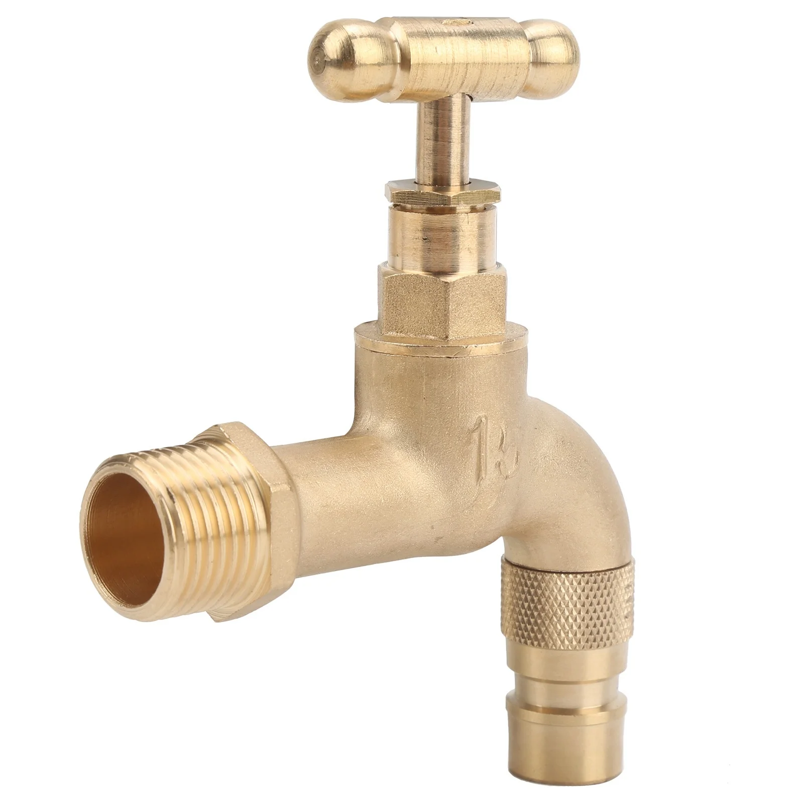 Water Faucet Forged Brass G1/2in Thread Spiral Opening InWall Household Pipe Fluid Switch