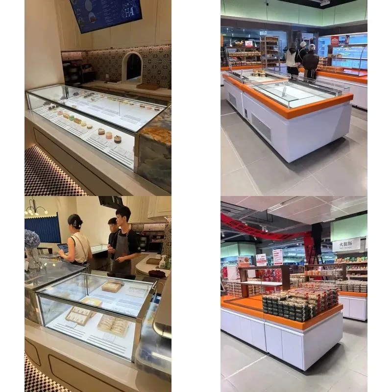 Commercial Desktop Ice Cream Cake Display Cabinet Modern Wood Bakery Snack Showcase Double Layer Insulated Customized