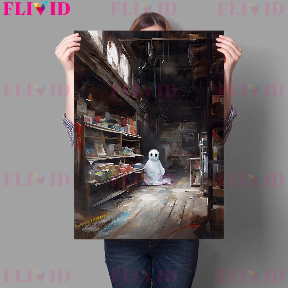 Spooky Victorian Gothic Ghost And Arcade Vintage Wall Art Canvas Painting Video Game And Ghost Art Poster Print Home Decoration