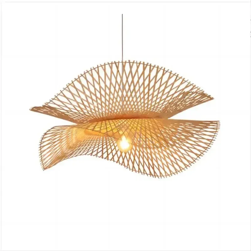 Bamboo Pendant Lights E27 Lamp Fixtures Decorative Hanging Ceiling Light Bamboo Chandelier for Restaurant Home Bar Cafe Hallway