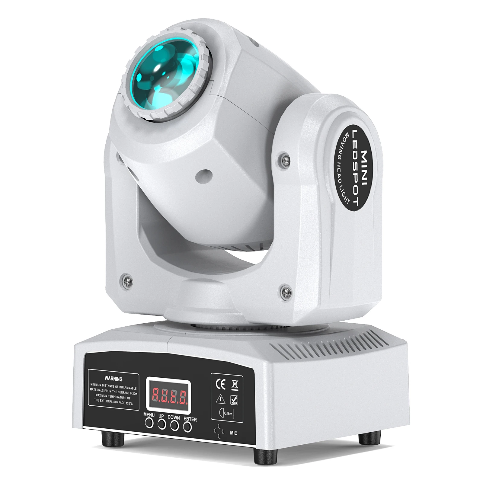 Yiflamefly 80W Moving Head Lichter mit weißem Gehäuse, RGBW LED, 8 Gobos, 8 Farben, Beam-Bühnenbeleuchtung für DJ, Disco, Hochzeit, Party, KTV, Bar, Show
