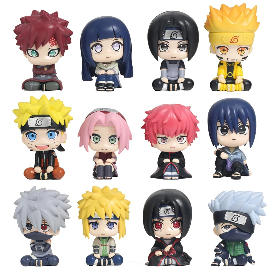 12 Figuras de Anime de Naruto, Figura de Acción de Naruto Uzumaki, Versión Q, Figura de Uchiha Sasuke y Kakashi, Juguetes Coleccionables de PVC