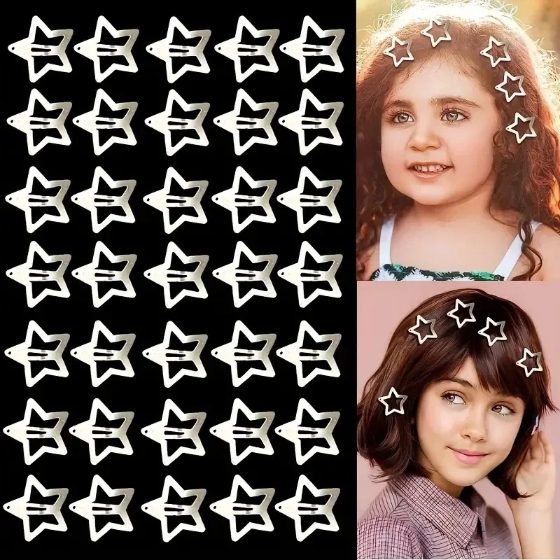 2/50Pcs Girls Silver Star Hair Clips Women Cool Cute Metal Star Hair Clips Barrettes Hair Grip Y2K Hairs Accessories Headwears