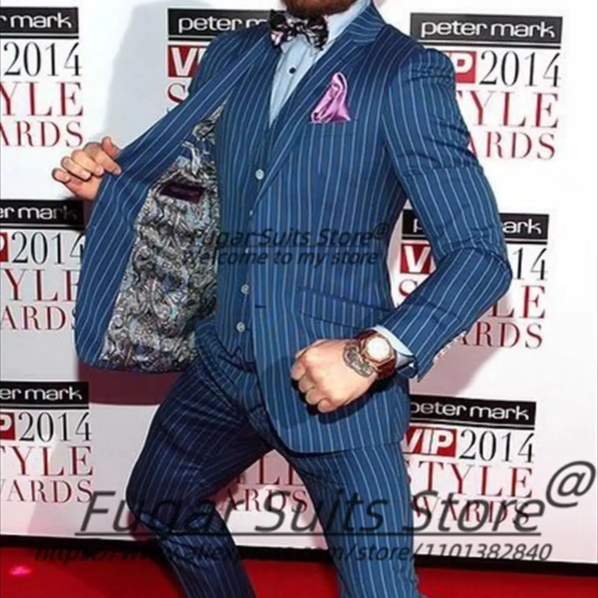 Customized Stripe Elegant Men Suits Business Male Blazers Slim Fit Notched Lapel Groom Tuxedos3Pcs Sets High-qublity Ropa Hombre