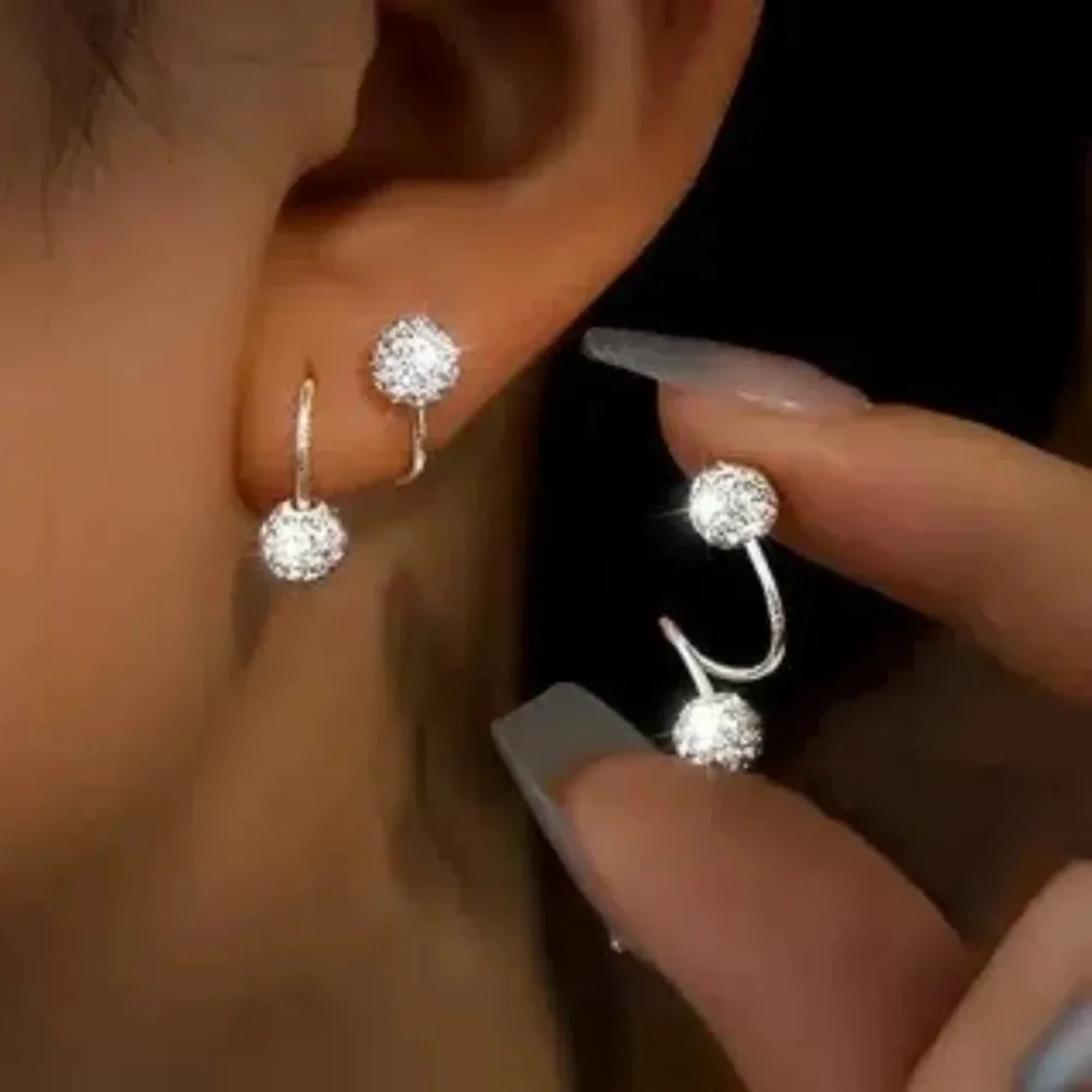 Fashionable and Luxurious Spherical Earrings for Women, with Screw Style S-shaped Earrings, Suitable for Daily Wear By Women
