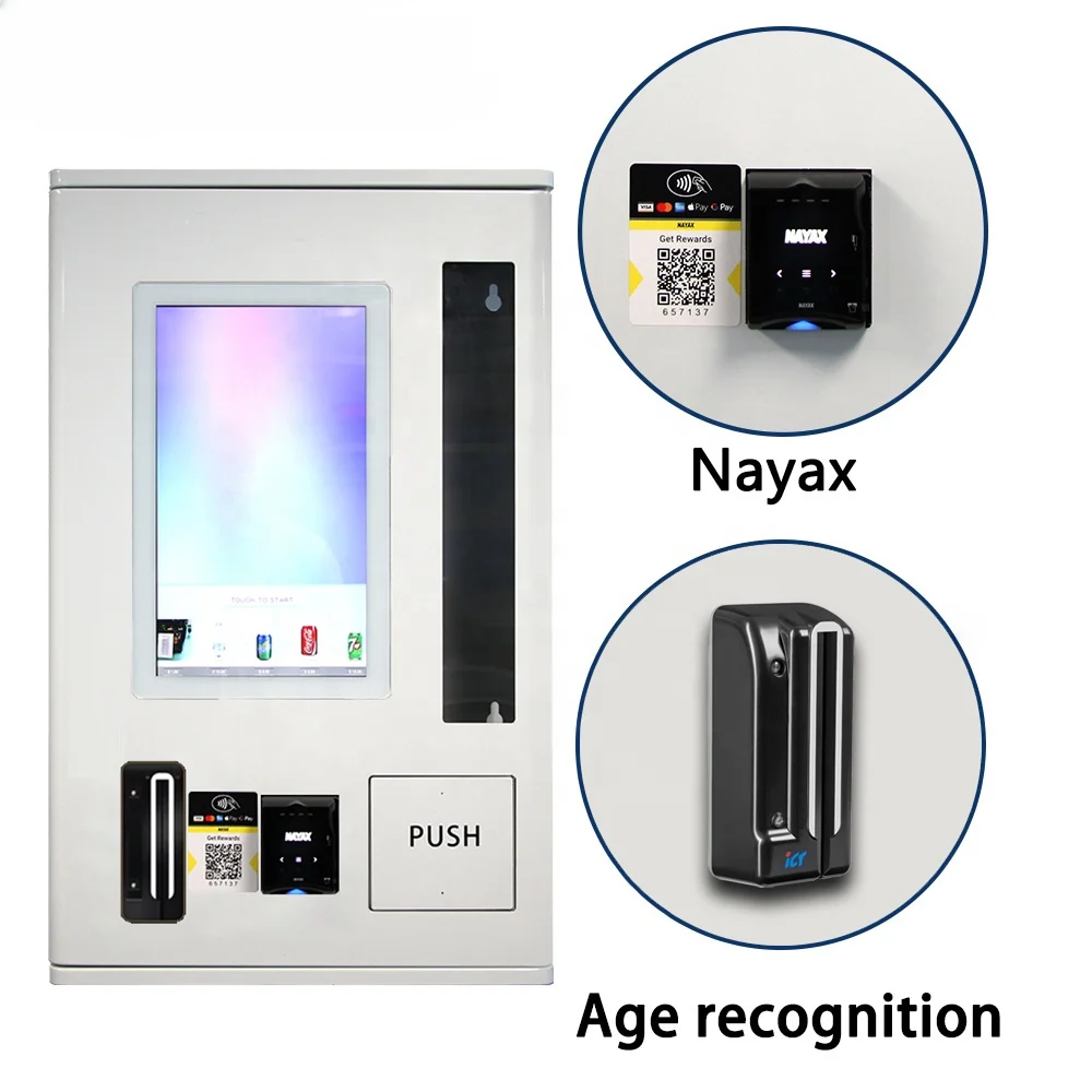 21.5 Inch Mini Touch Screen Age Verification Vending Machine Small Wall Mounted Credit Card Payment System ID Card Reader