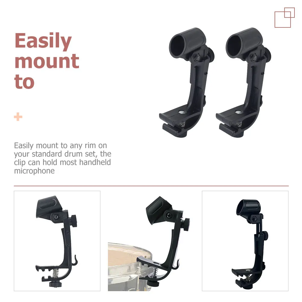 

2 Pcs Drum Clamp Mic Clips Universal Accessories Microphone Anti- Mount Adjustable