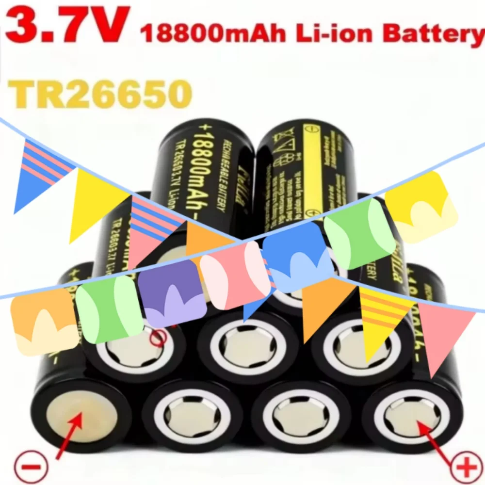 

Original 26650 Lithium Ion Rechargeable Battery 18800mAh 3.7V 50A with Charger for LED Flashlight - 100% New Condition