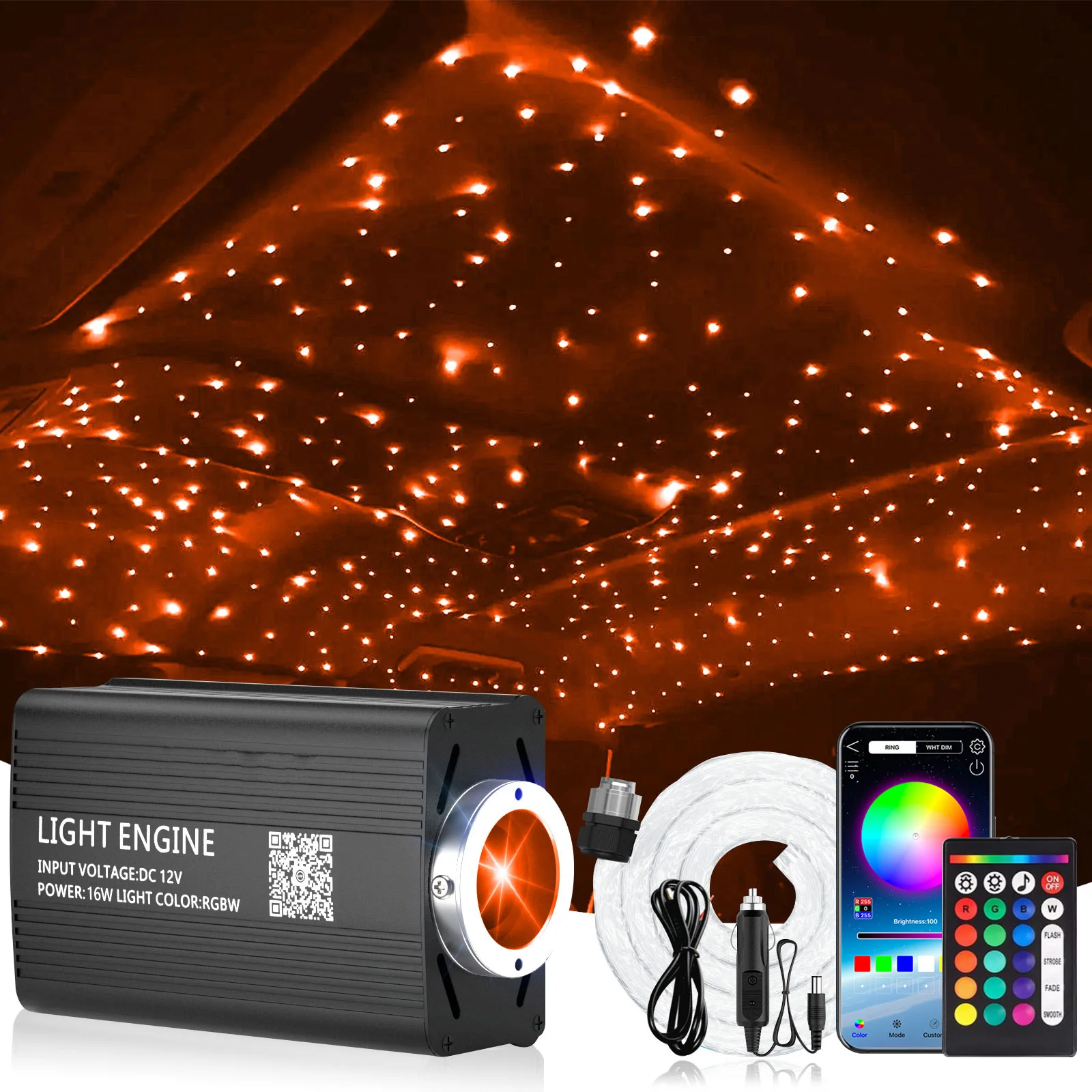 

Набор Starlight Headliner Kit, 500 шт. – Идея для подарка | 16W RGBW оптоволоконный светильник, управление через приложение, синхронизация с музыкой, простая установка для автомобиля и дома