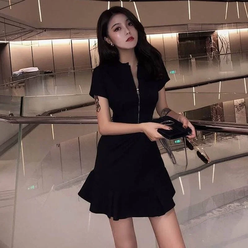 Short Yellow Mini Women\'s Dress Black Clothing Female Dresses 2024 Promotion Harajuku Cheap Casual Offer Trend Unique Y2k Retro