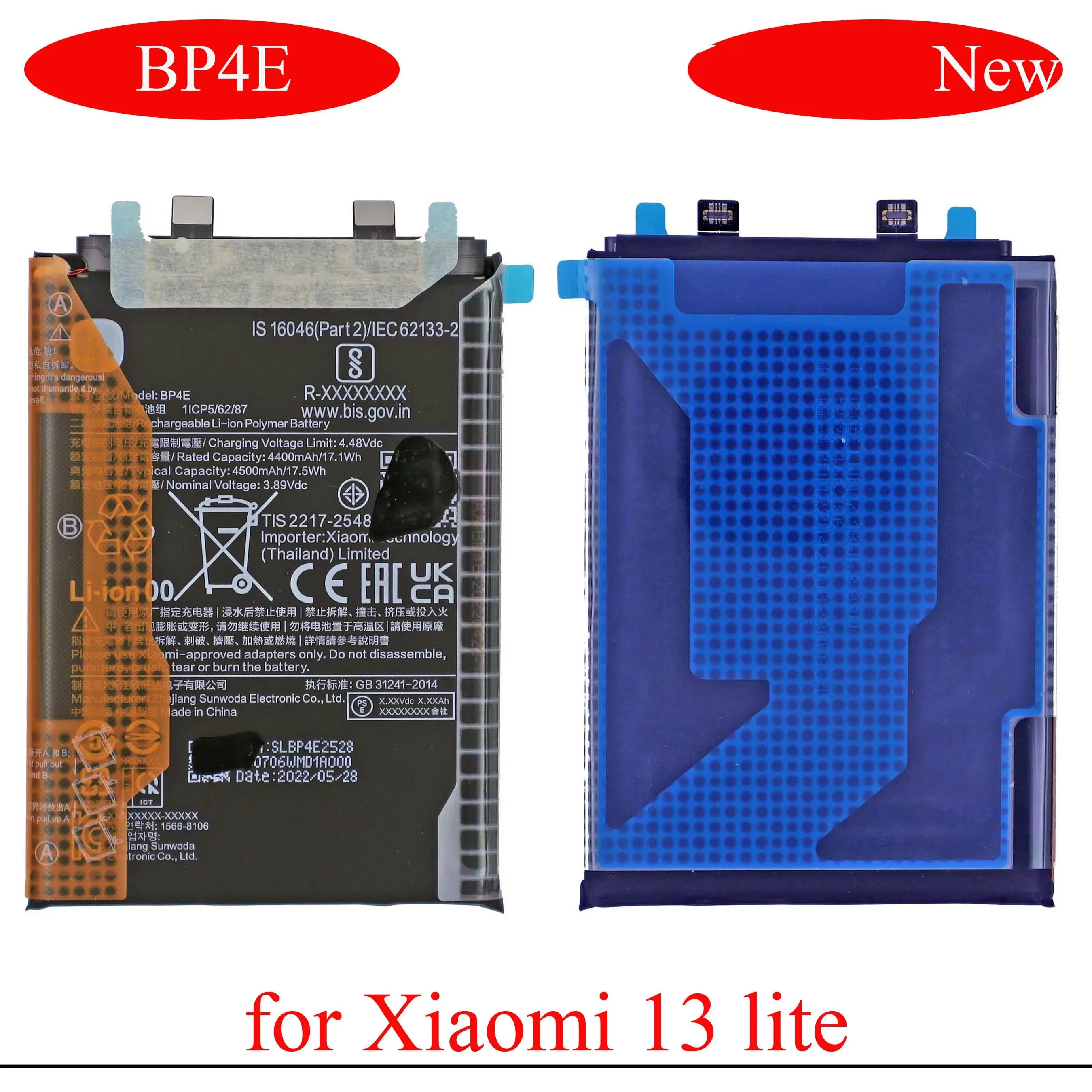 Best New 4400mAh BP4E Battery for Xiaomi 13 Lite Replacement Battery Including Battery Adhesive for CIVI 2