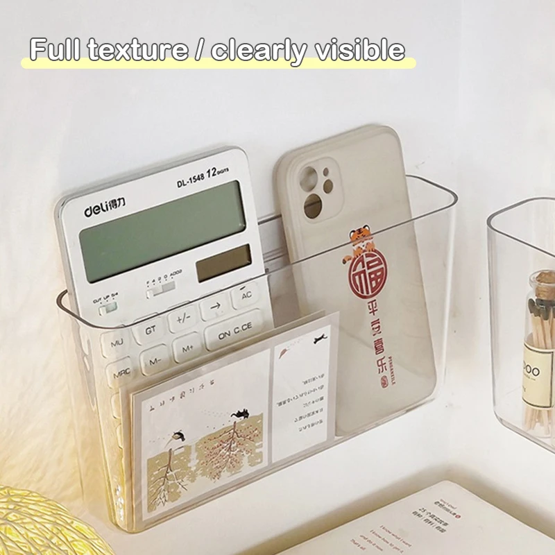 ~Transparent Wall Storage Box Wall-mounted No Punch Bedside Racks Cosmetic Hanging Wall Mounted Organizer Storage Box