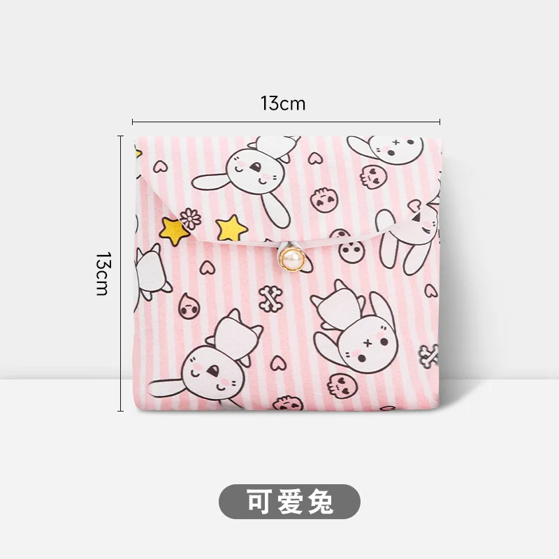 Cute Large Capacity Sanitary Napkin Storage Bags Cartoon Rabbit Bear Girls Physiological Period Tampon Organiser Bag Mini Bag