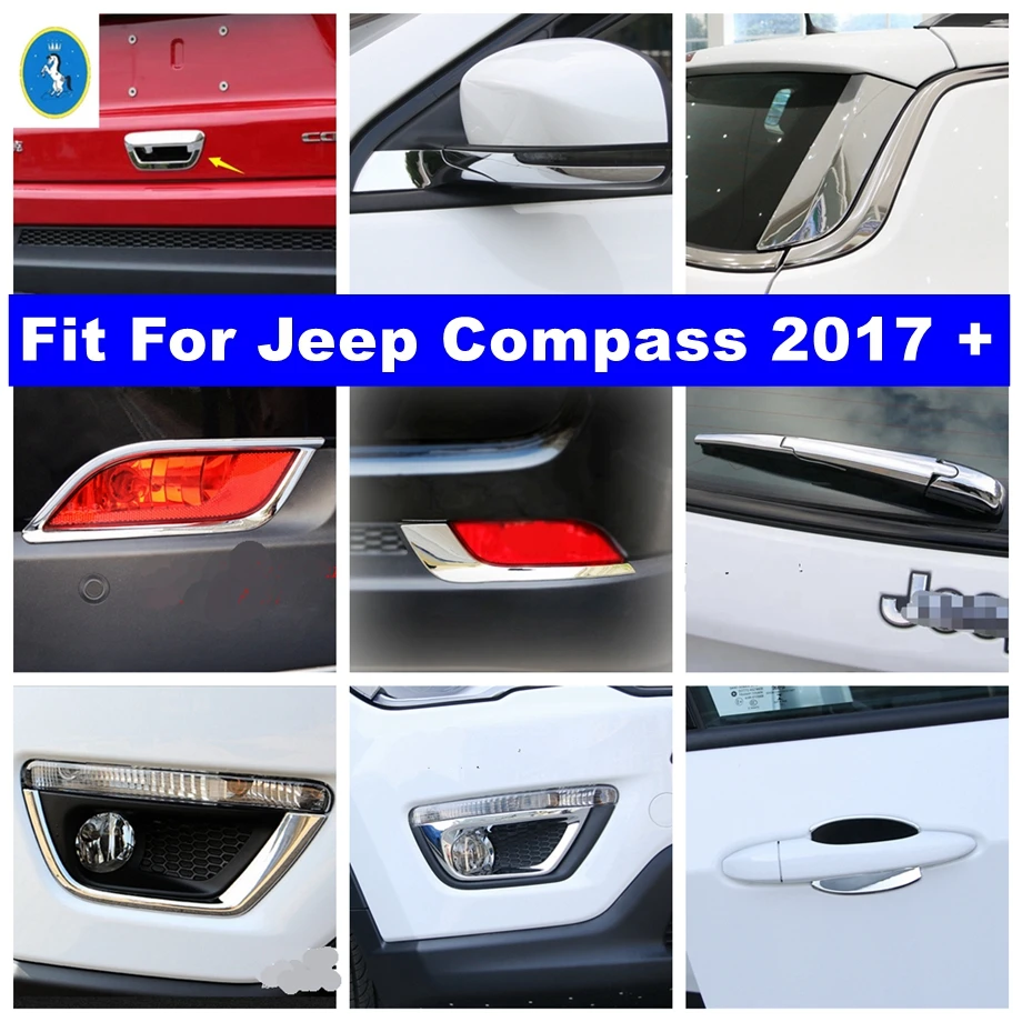 

Taillight Frame / Front Light Eyebrow / Rear Glass Spoiler Cover Trim Fit For Jeep Compass 2017 - 2021 Shiny Exterior Accessory