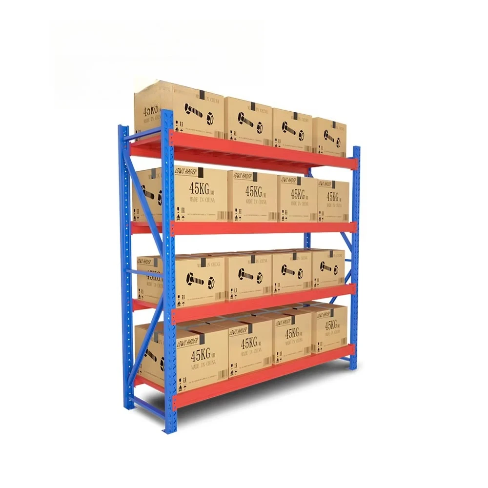 Heavy duty 4-layer metal adjustable household storage rack display stand for warehouse stacking and cargo storage