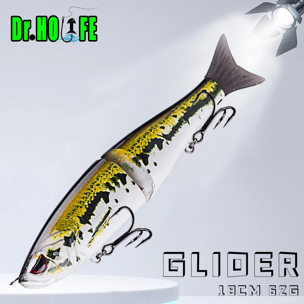 Dr.Holife 1PCS Big Game Glider Bait 18CM 62G Artificial Hard Fishing Lure Slider Bait Glidebait Sinking Rattles Swimbait Tackle