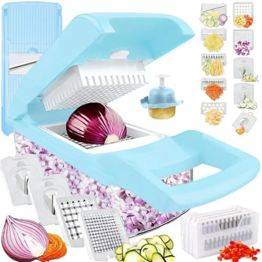 Pro-Series 20-in-1 Vegetable Chopper w/Container Cheese Grater Hand Crank Box Mandoline Slicer Food Cutter Shredder Mandolin fo