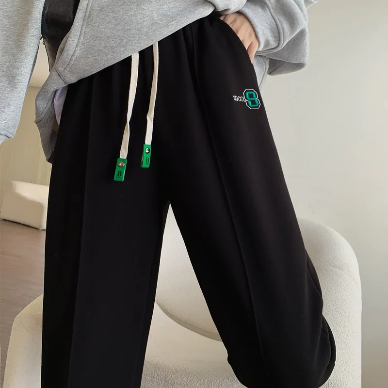 2022 Spring and Autumn Women's Sanitary Pants High Waist New loose and Versatile Straight Casual Sports Pants