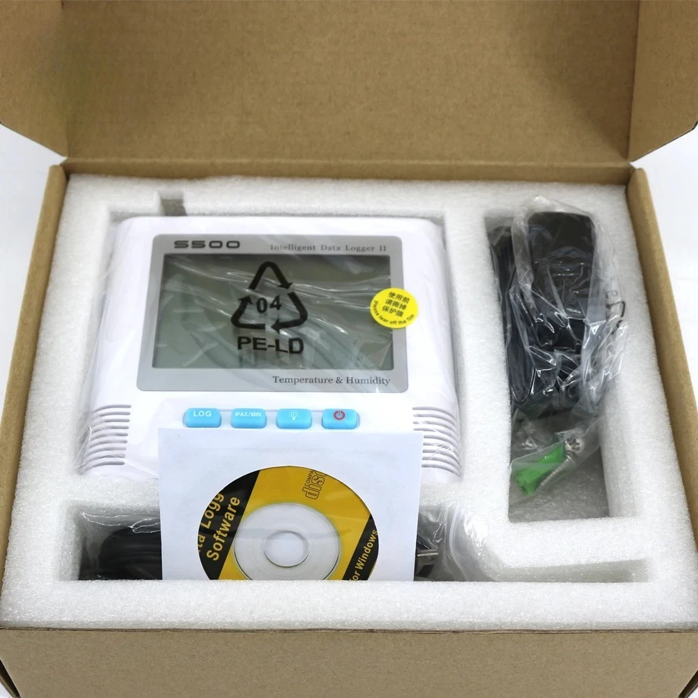 Huato S500-TH مسجل بيانات درجة حرارة الرطوبة مع وظيفة الطباعة في الوقت الحقيقي #2