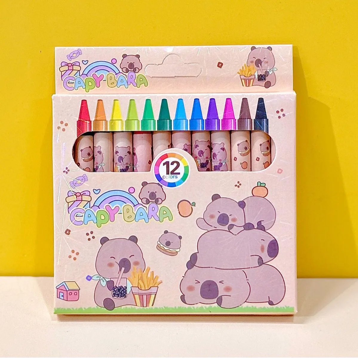 12/36pcs Crayons 12 Colors Cartoon Capybara Crayon Colored Draw Pencil Painting Pen Graffiti Kid Party Birthday Gift