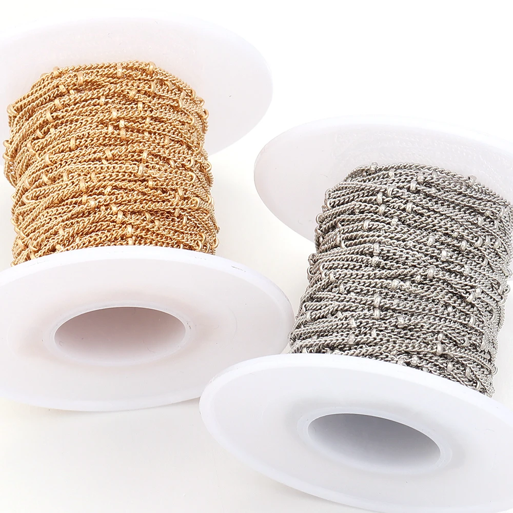 10 Yards Metall-Kupfer-Satellitenkette mit Kugelperlen für die Schmuckherstellung, DIY-Armband, Halskette, Choker, Fußkettchen, Gliederkette – Detail 3