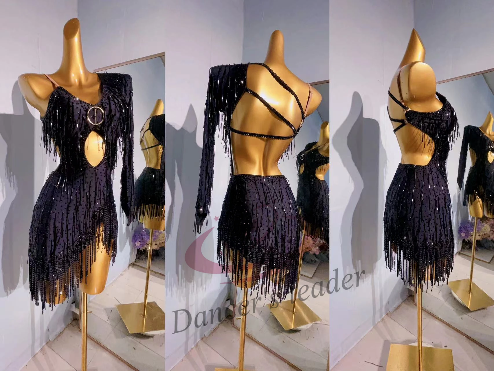 

Latin Dance Competition Women's High-end Custom Backless Lou'k Diamond Rumba Tango Performance Costume Blackpool dress