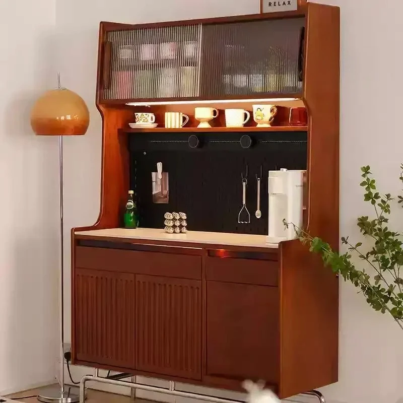 

TT твердая древесина, каменная плита, обеденный боковой шкаф, ретро-кофемашина, обеденный боковой шкаф, высокий шкаф, встроенный у стены