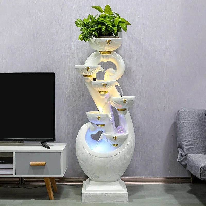 European Fountain Living Room Entrance Water Feature Humidifier Ornament Light Luxury Flowing Water Makes Money Landscape Living