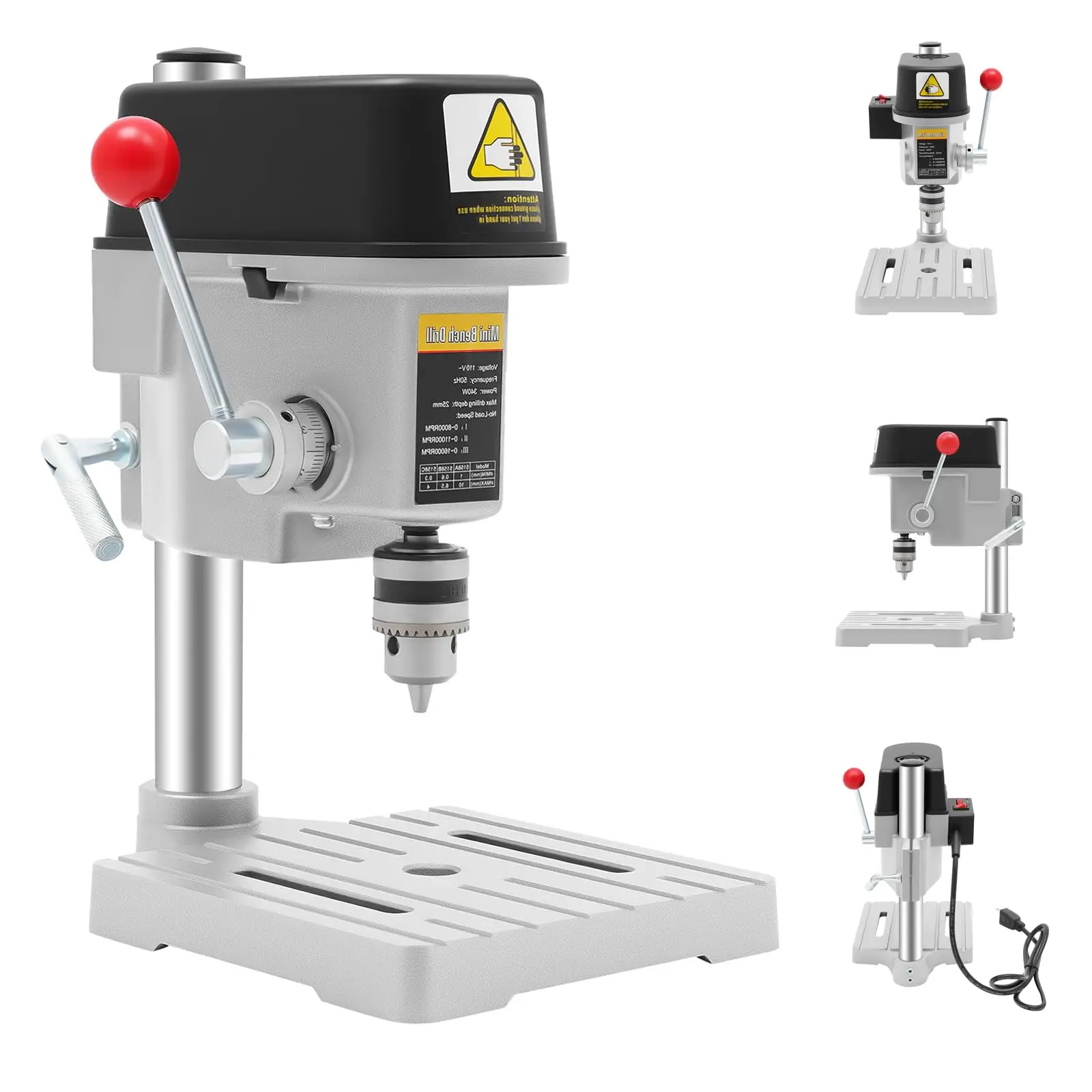 

Electric Mini Woodworking Drill Press, Adjustable Drill Table, 3 Speeds for Wood and Metal Drilling, DIY Jewelry Making, 110V