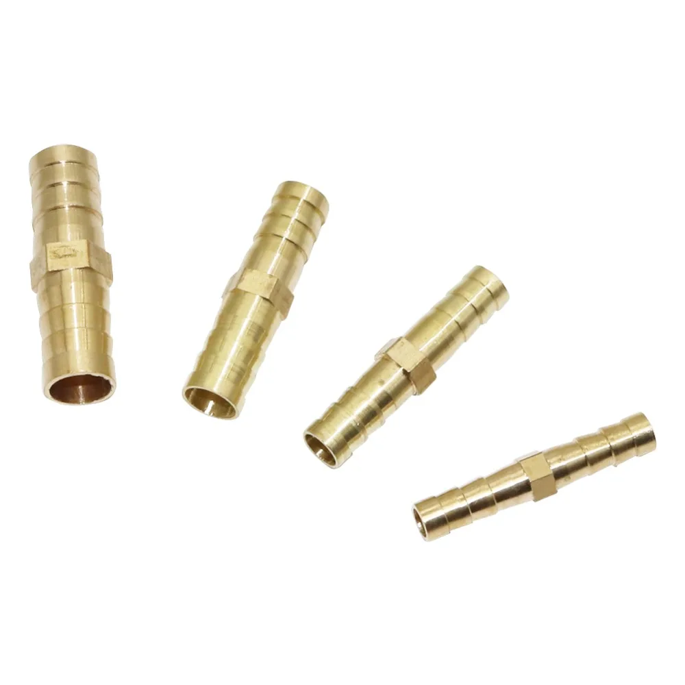 6/8/10/12mm OD Straight Hose Joiner Brass Barb Connector Garden Irrigation Aquarium Air Fuel Water Pipe Gas Tube 2 Pcs