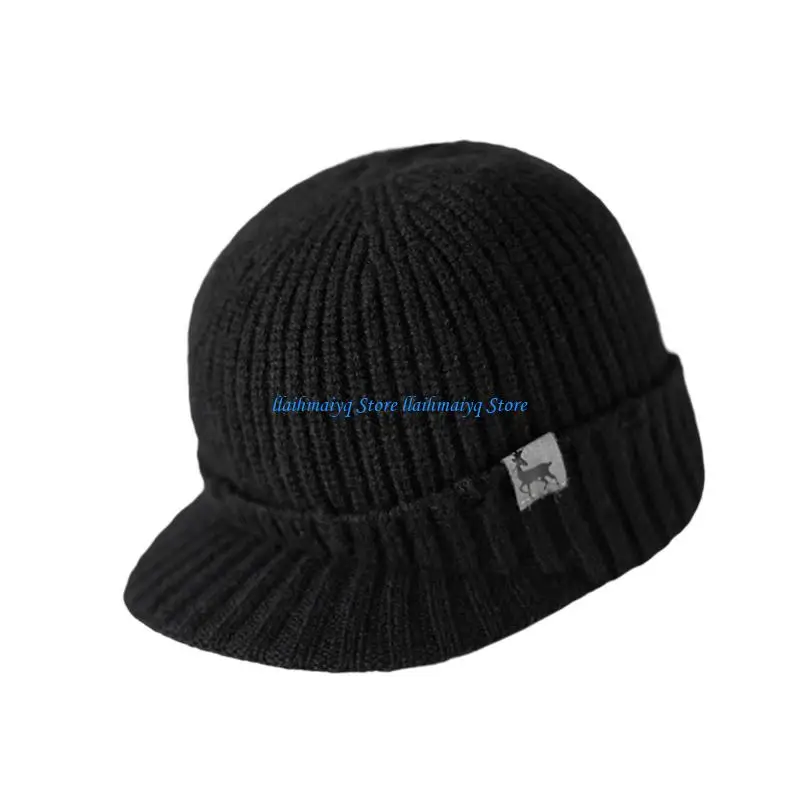 

573B Fashionable Ribbed Warm Lined Equestrian Design Unisex Winter Hat