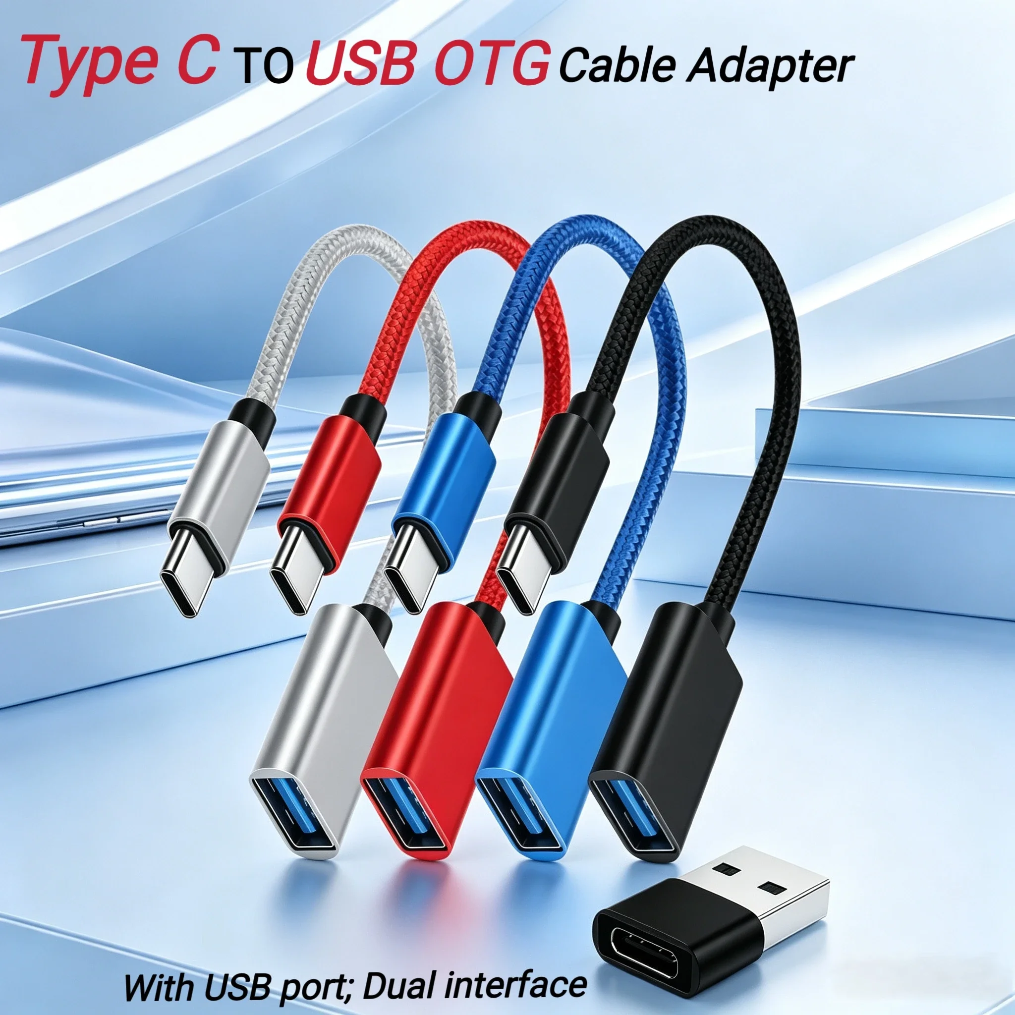 USB-C to USB Adapter, USB-C Male to USB Female OTG Data Cable, Suitable for MacBook Pro/Air, iPhone 16 Pro Max/16 Plus/16e/15