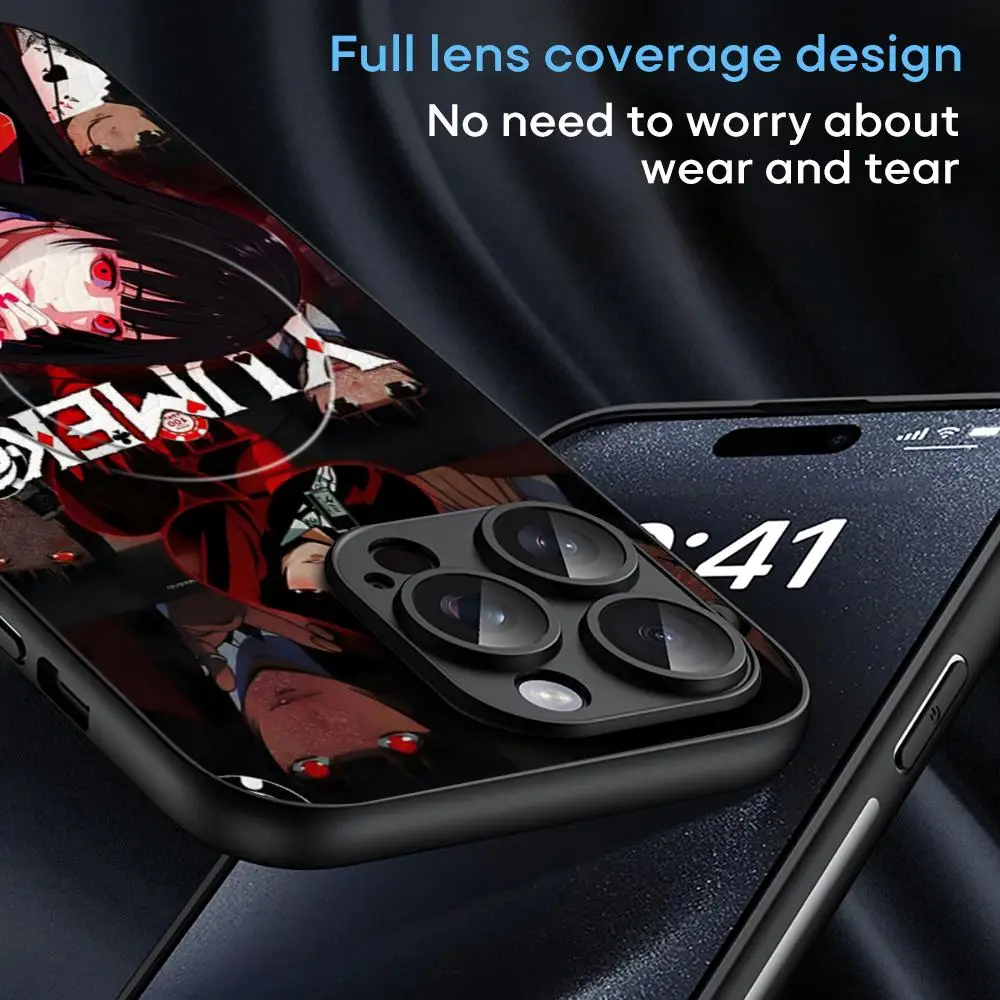 Kakegurui شعبية أنيمي قضية الهاتف آيفون 17 16 15 14 13 12 11 زائد برو ماكس الراقية الفاخرة Magsafe جلد الغنم