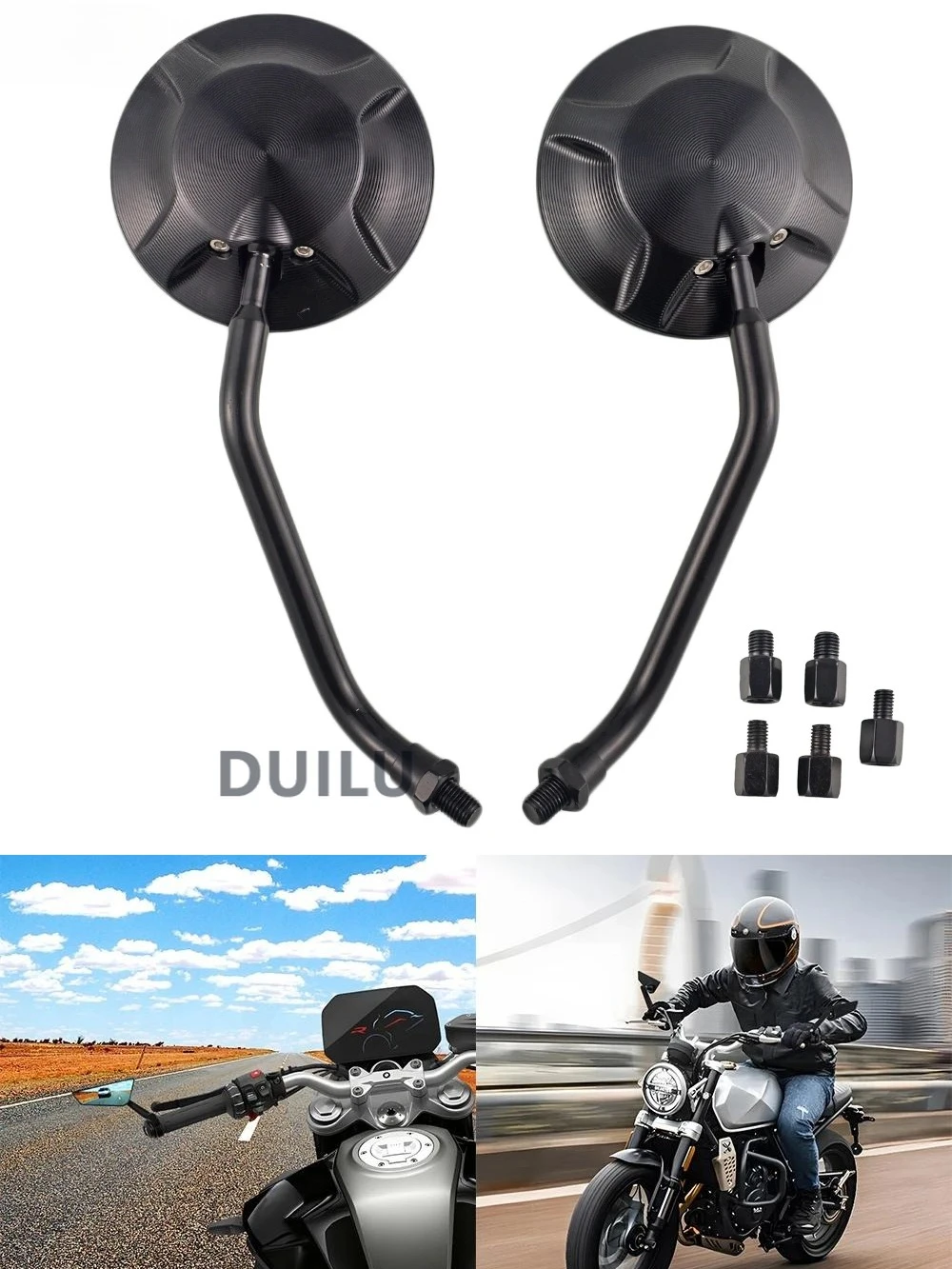

CNC Aluminium Universal Motorcycle Round Side View Mirror Motorbike E-Bike Scooter 10mm 8mm Rearview Mirrors For BMW R Nine PURE
