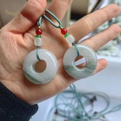 

Natural Xinjiang Tianshan Cuihuan Ping An Ring Pendant Bagel Pendant Men's and Women's Fashion Versatile